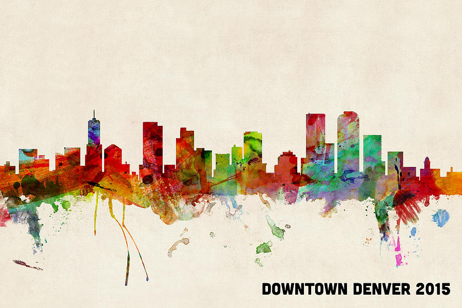 Custom Denver Skyline 2015 Digital Art by Michael Tompsett