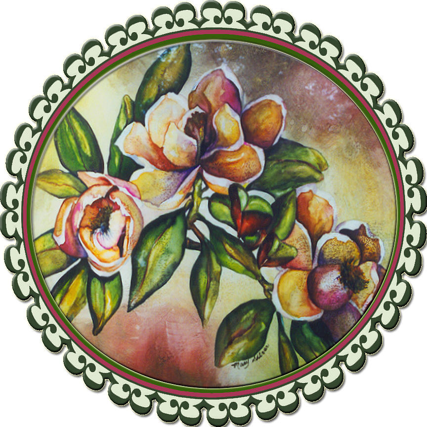 Flower Painting - Custom Image Antique Magnolias by Mary Silvia