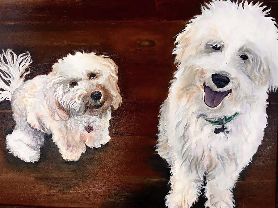 Dog Painting - The Smiling Labradoodles by Fallon Franzen