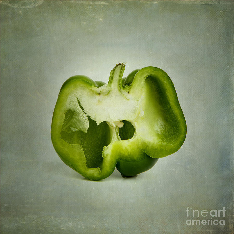 Vegetable Photograph - Cut green bell pepper by Bernard Jaubert