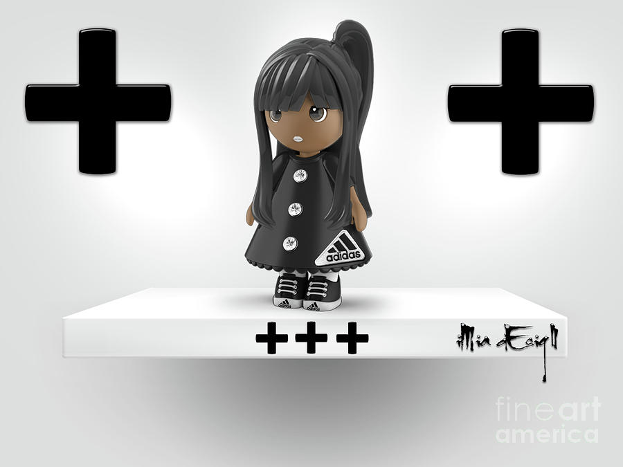 Cute 3d Girl On Shelf In Black Digital Art By Mia Stedt