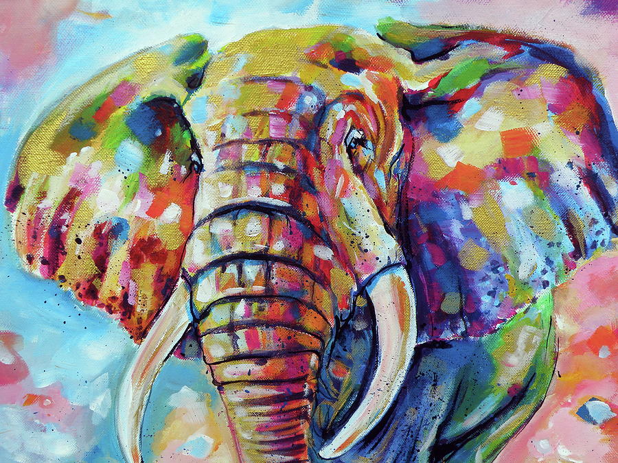 Cute african elephant Painting by Kovacs Anna Brigitta