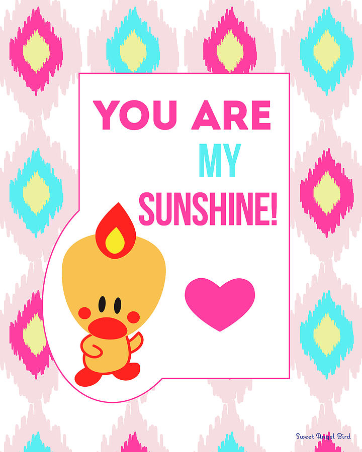 Bird Digital Art - Cute Art - Sweet Angel Bird You Are My Sunshine Ikat Wall Art Print by Olga Davydova Bird Digital Art - Cute Art - Sweet Angel Bird You Are My Sunshine Ikat Wall Art Print by Olga Davydova