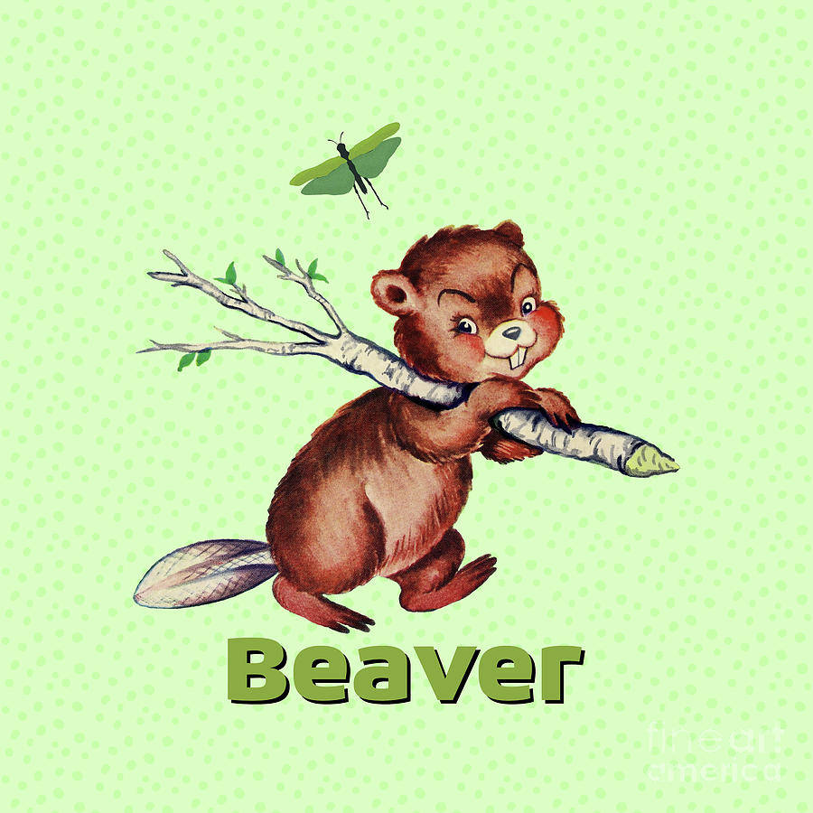 Beaver Painting - Cute Baby Beaver Pattern by Tina Lavoie