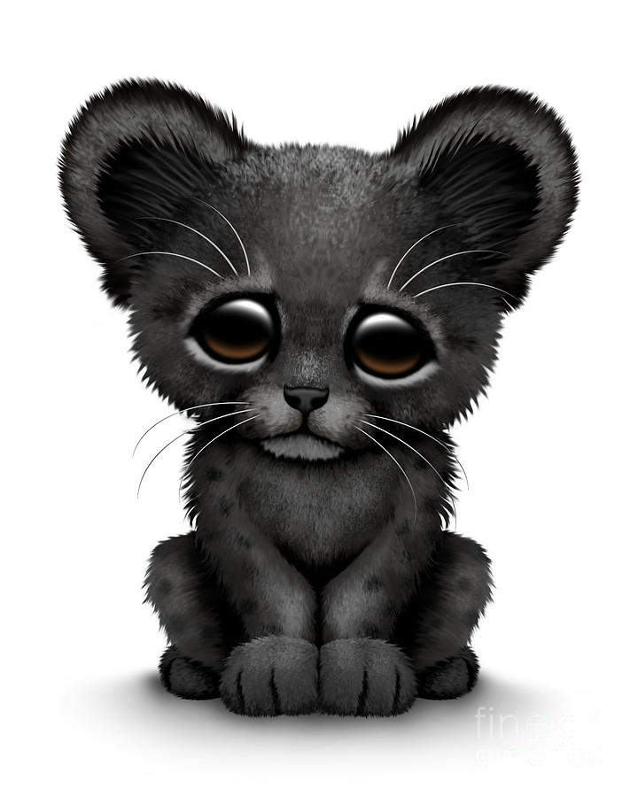 Black Panther Movie Digital Art - Cute Baby Black Panther Cub by Jeff Bartels