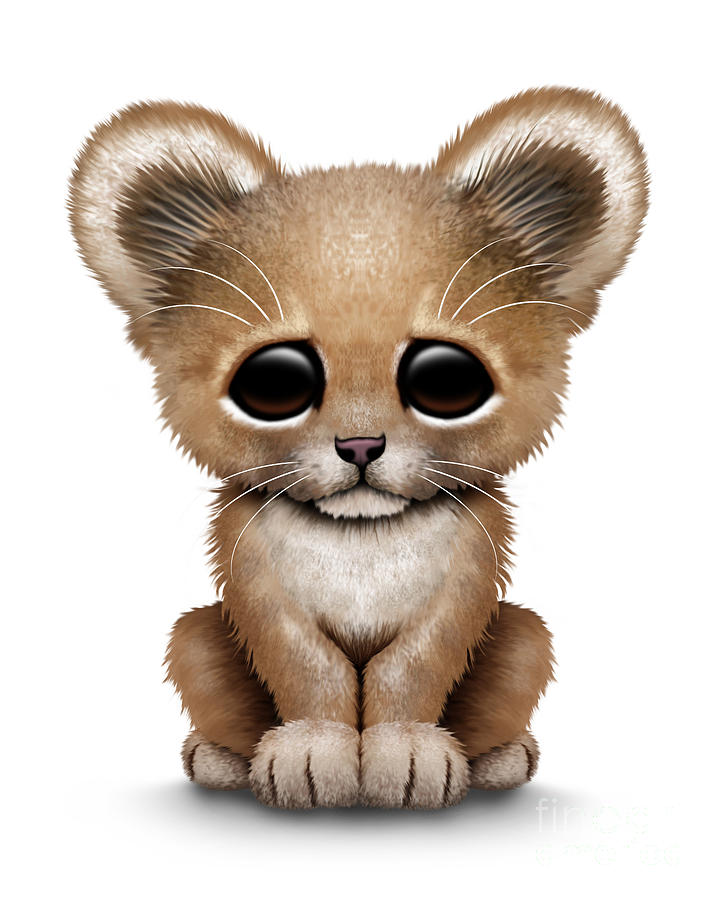 Cute Baby Lion Cub Digital Art by Jeff Bartels