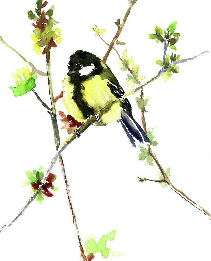 Cute Bird in the Spring Painting by Suren Nersisyan