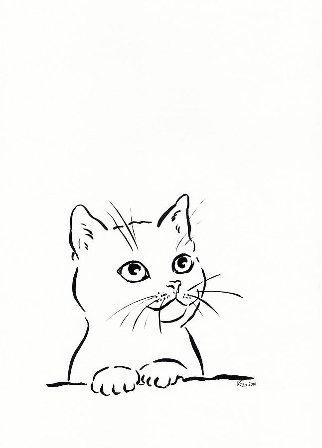 https://images.fineartamerica.com/images/artworkimages/mediumlarge/1/cute-cat-pen-and-ink-drawing-karen-kaspar.jpg