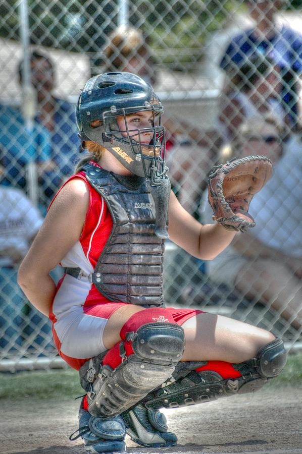 Cute Catcher In Red and White. Photograph by Richard Omura