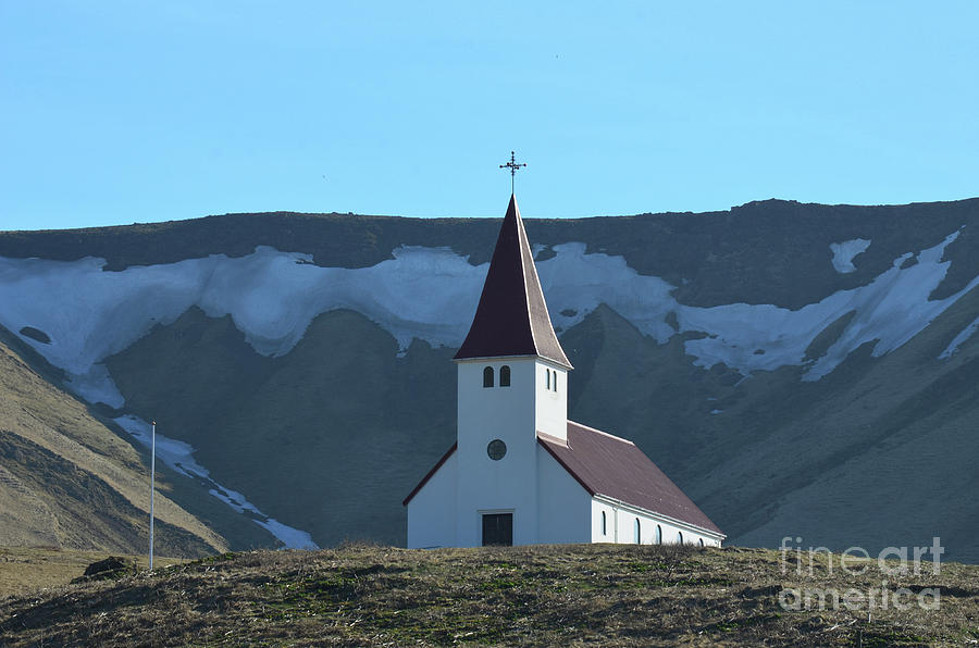 Cute Chapel on a  Hill in Vik Iceland Photograph by DejaVu Designs