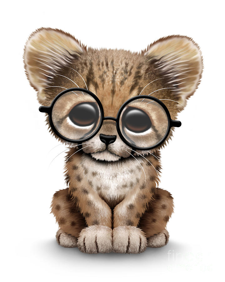 Cute Cheetah Cub Wearing Glasses Digital Art by Jeff Bartels - Pixels