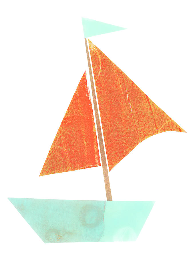 Cute Collage Sailboat 508 Mixed Media by Carol Leigh