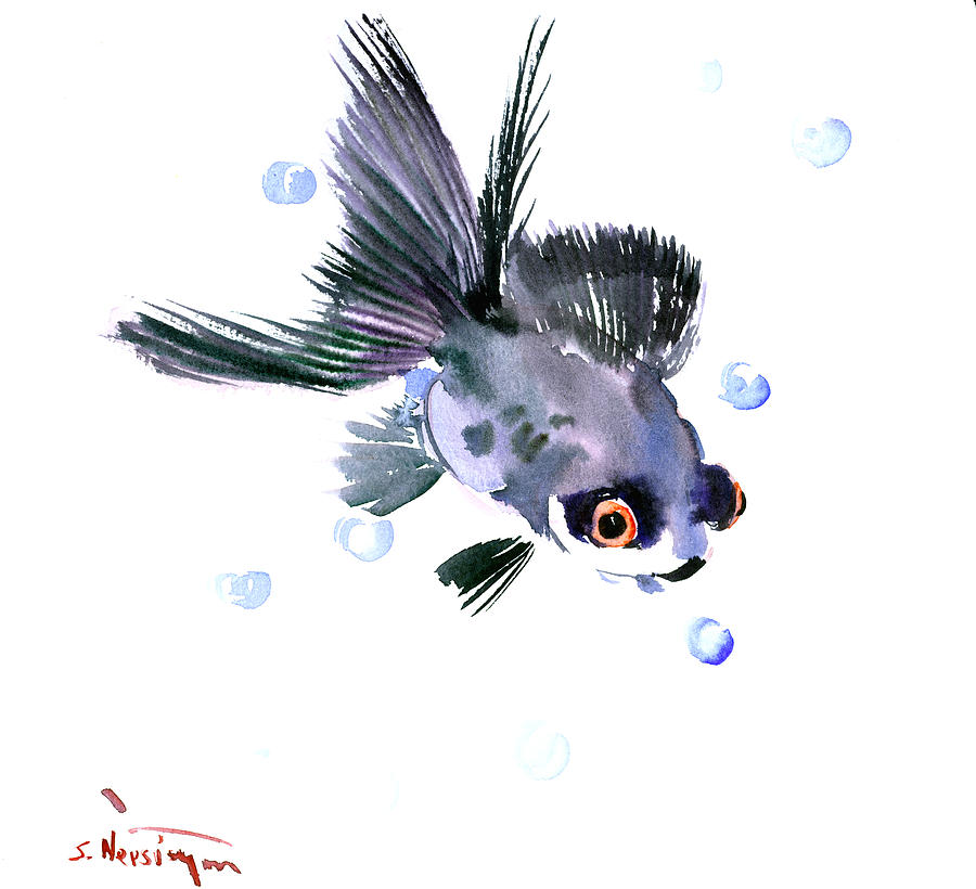Cute Fish Painting by Suren Nersisyan
