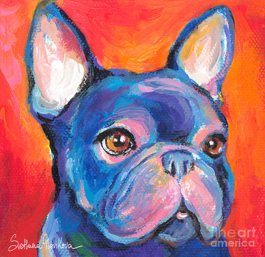 French Bulldog Gifts Painting - Cute French bulldog painting prints by Svetlana Novikova