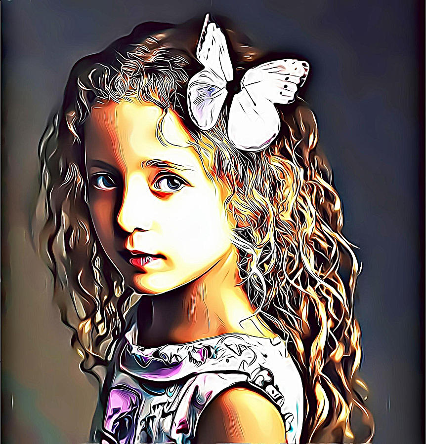 Cute girl child Mixed Media by Nenad Vasic