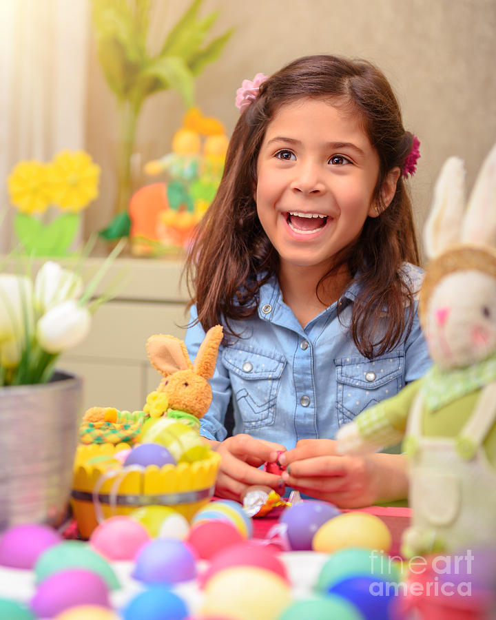 Cute girl in Easter holiday Photograph by Anna Om