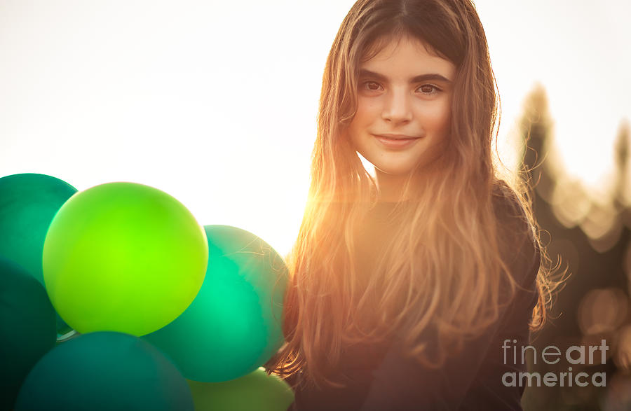 Cute girl with air balloons Photograph by Anna Om