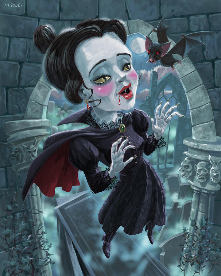 Bat Digital Art - Cute Gothic Horror Vampire Woman by Martin Davey