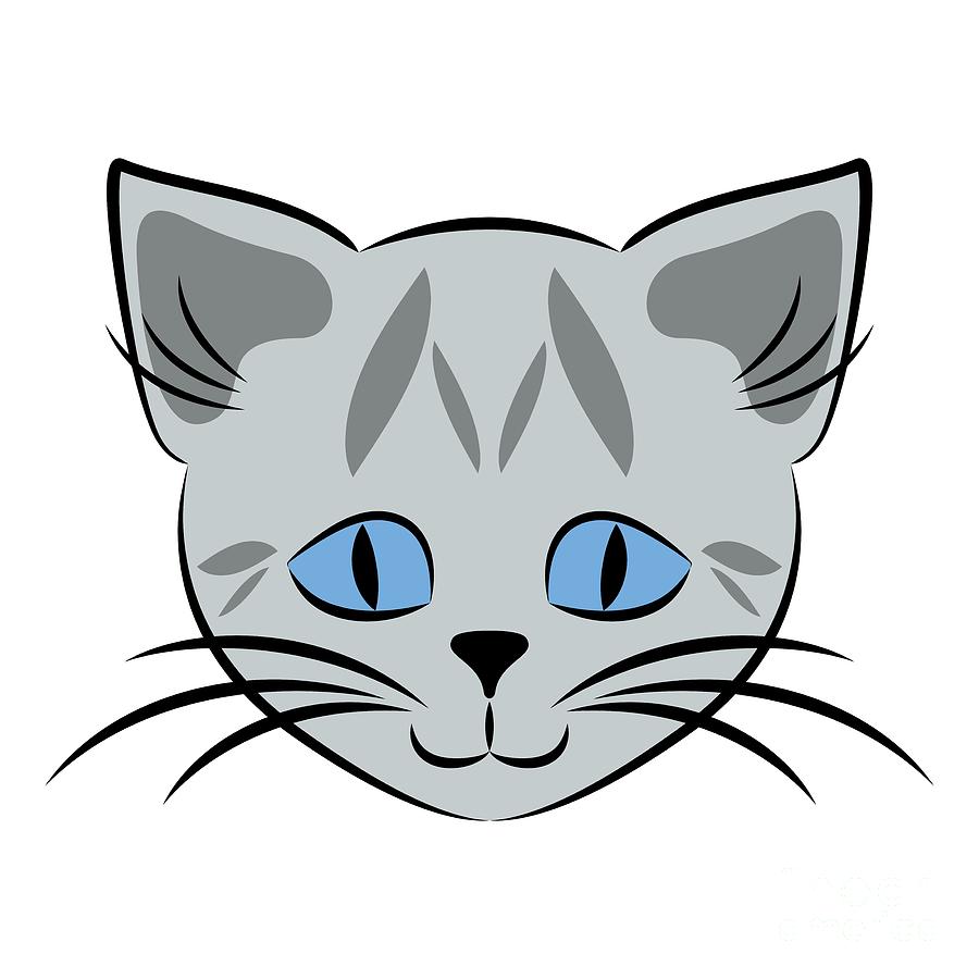 Cute Gray Tabby Cat Face Digital Art by MM Anderson - Fine Art America
