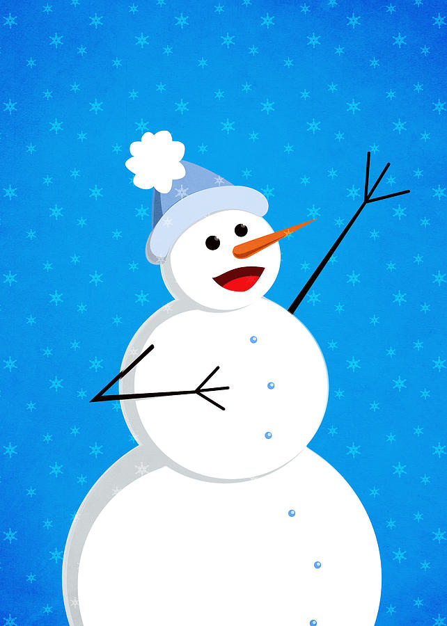 Cute Happy Snowman Digital Art by Boriana Giormova