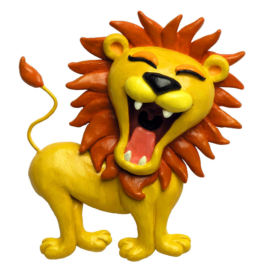 Cute Lion Roaring Mixed Media by Amy Vangsgard