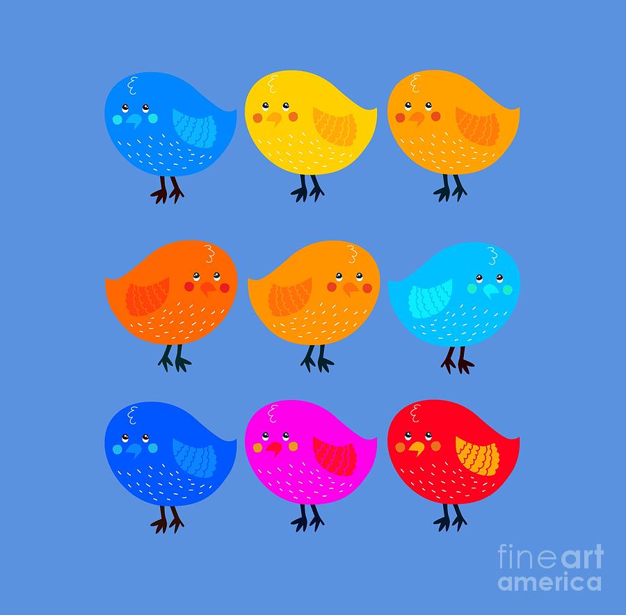 Cute Little Birdies tee Digital Art by Edward Fielding