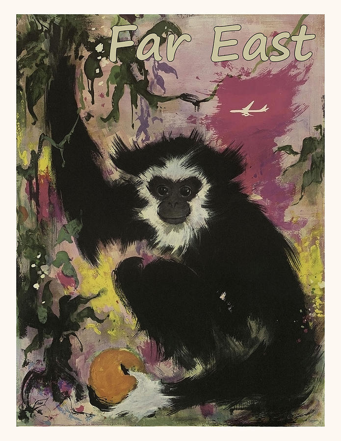Cute monkey from a Far East Painting by Long Shot