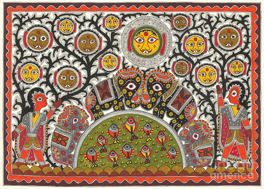 Unique Painting - Cute Monsters in jungle by Mithila Crafts