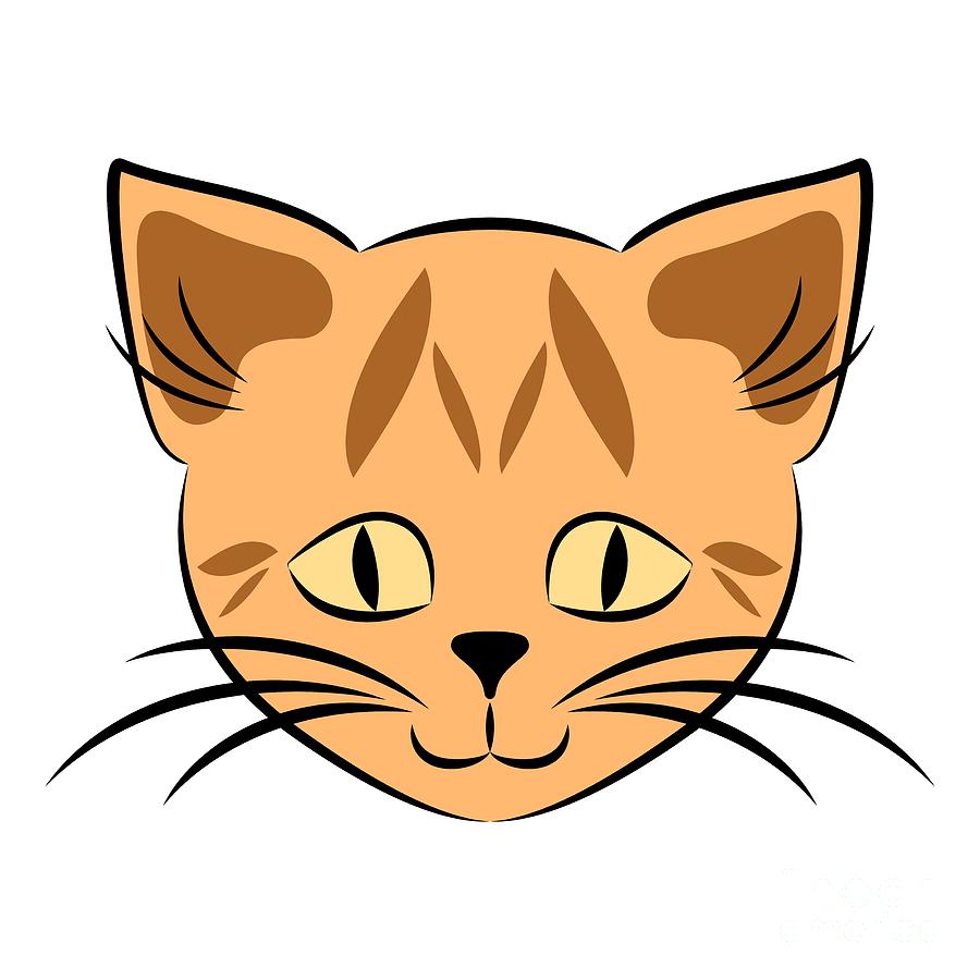 Cute Orange Tabby Cat Face Digital Art by MM Anderson