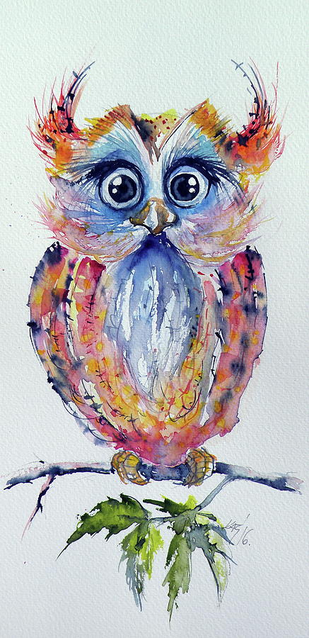 Cute owl Painting by Kovacs Anna Brigitta