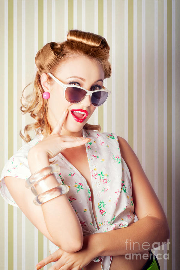 Cute Pinup Fashion Girl With Surprised Expression Photograph by Jorgo Photography