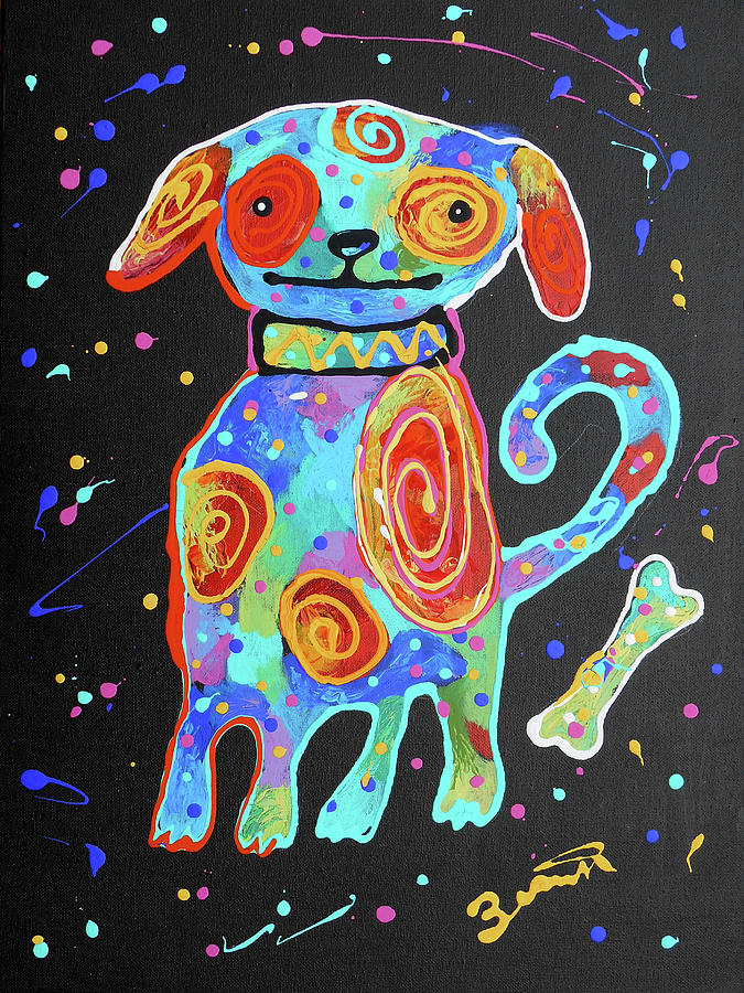 Cute Puppy Painting by Leon Zernitsky