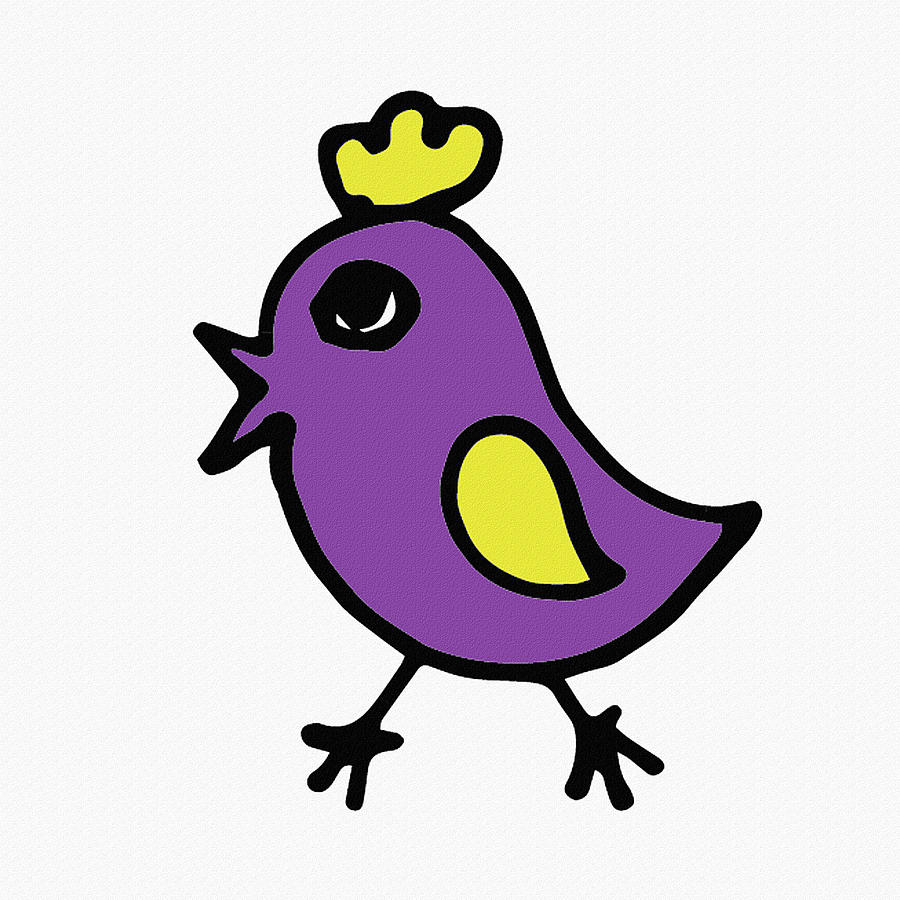 Cute Purple Bird For Kids Digital Art by Irina Sztukowski