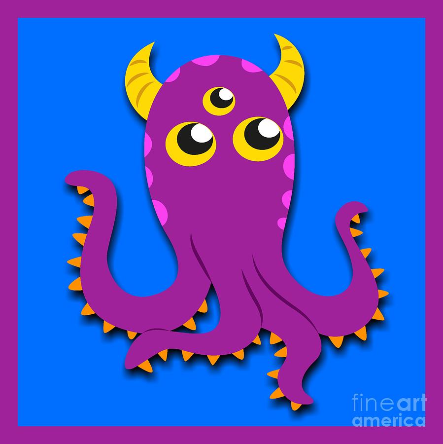 Cute Purple Monster Digital Art by Alondra Hanley - Pixels