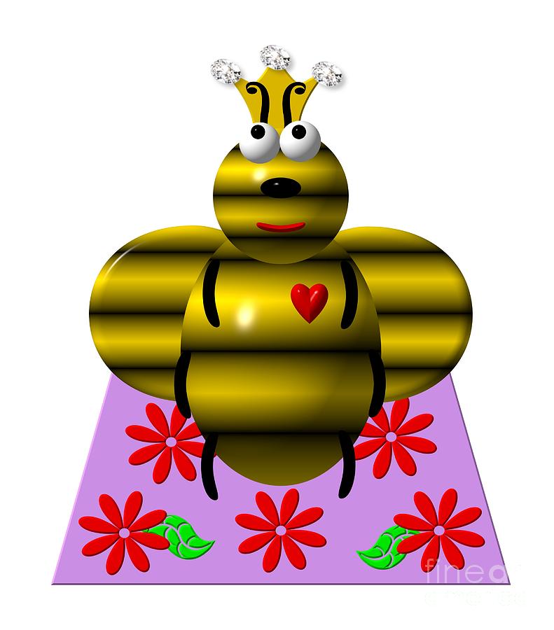 Cute Queen Bee on a Quilt Digital Art by Rose Santuci-Sofranko