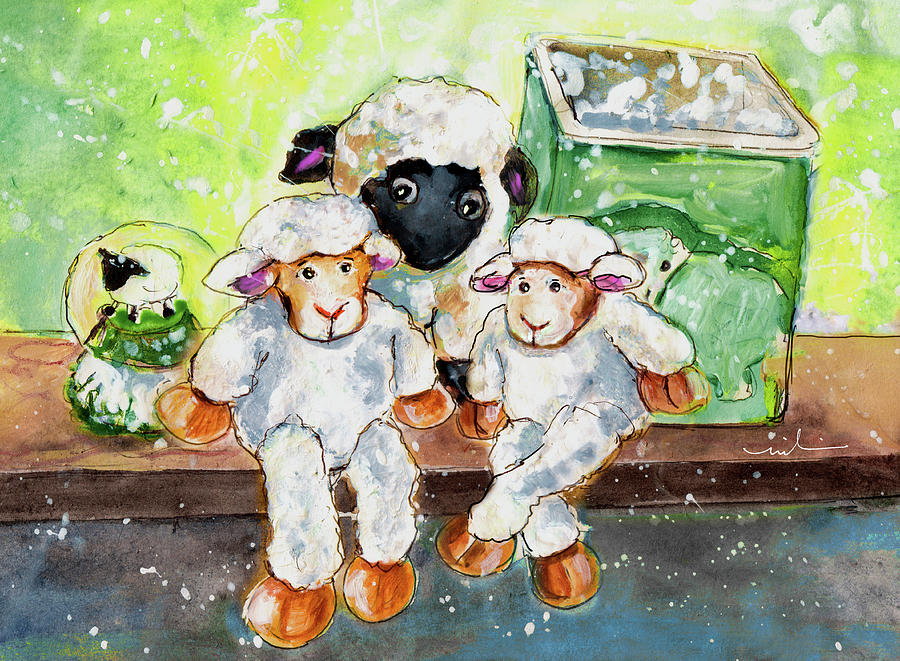 Cute Sheep In Reeth Painting by Miki De Goodaboom