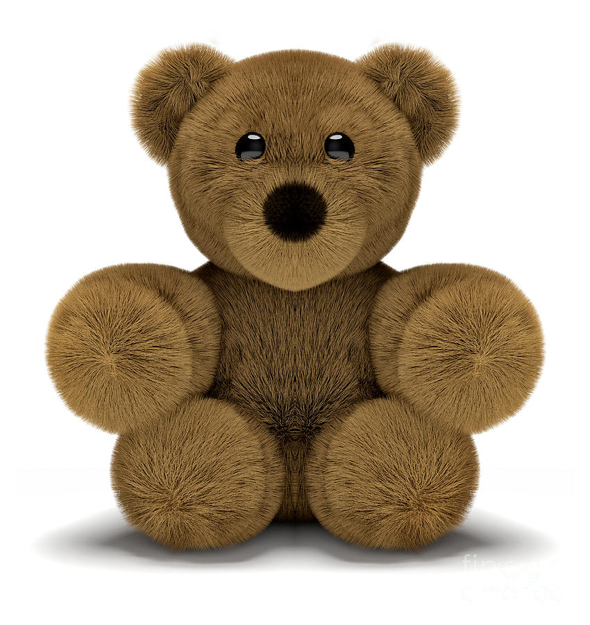 Cute Teddy Bear 3d Render Sitting Isolated by Marco Neubauer