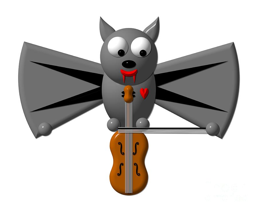 Cute Vampire Bat with Violin Digital Art by Rose Santuci-Sofranko