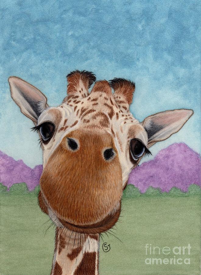 Mountain Painting - Cuter Baby Giraffe Smiling at You by Sherry Goeben
