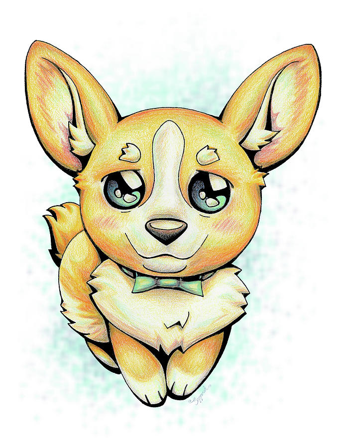 CUTIE Corgi Drawing by Sipporah Art and Illustration