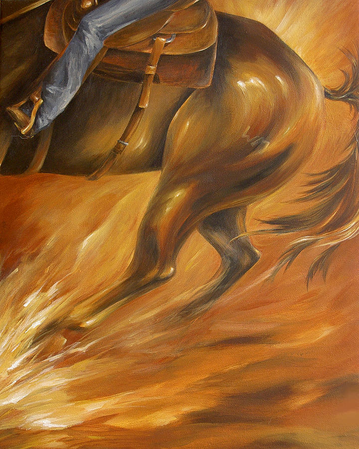 Cutting Horse Closeup 2 Painting by Dina Dargo