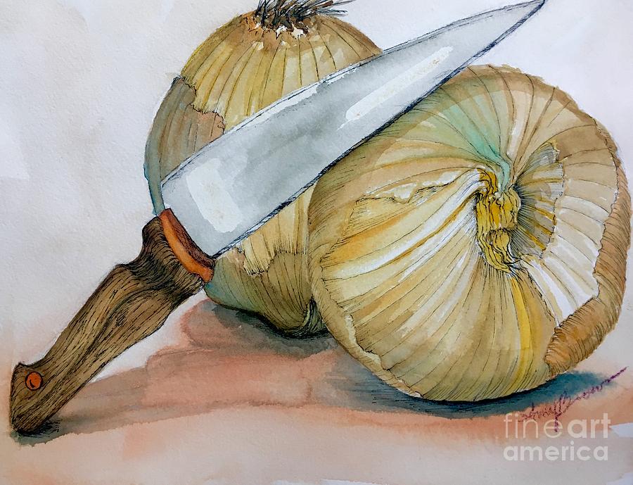 Cutting Onions Painting by Mastiff Studios