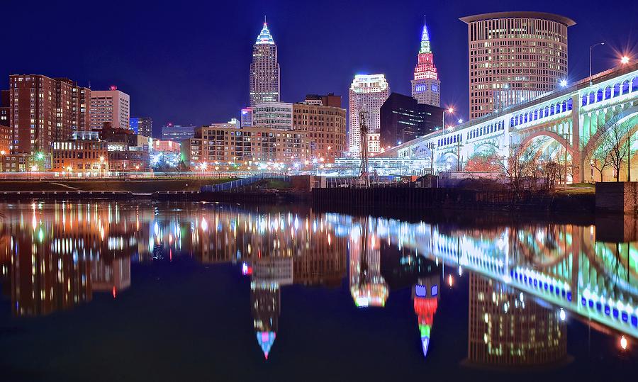 Cuyahoga Reflecting the City Above Photograph by Frozen in Time Fine Art Photography