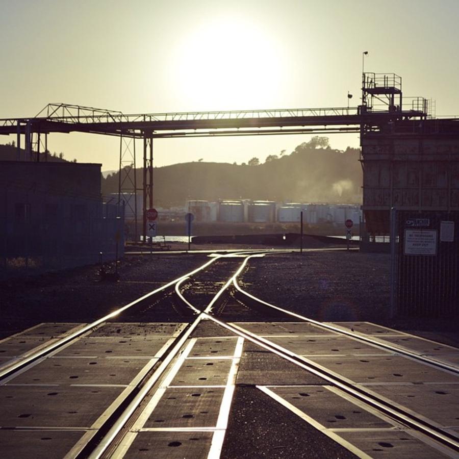 Sunset Photograph - Traintracks by Nicole Alvarez