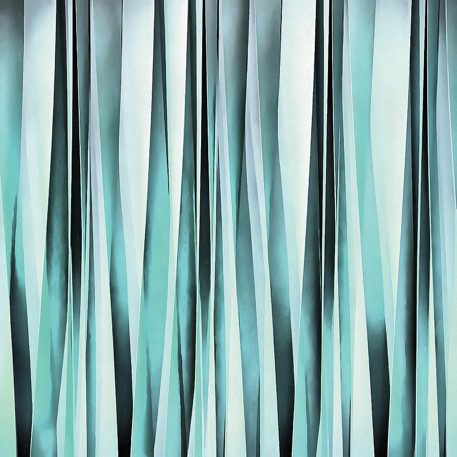 Cyan Blue Ocean Stripey Lines Pattern  Digital Art by Taiche Acrylic Art