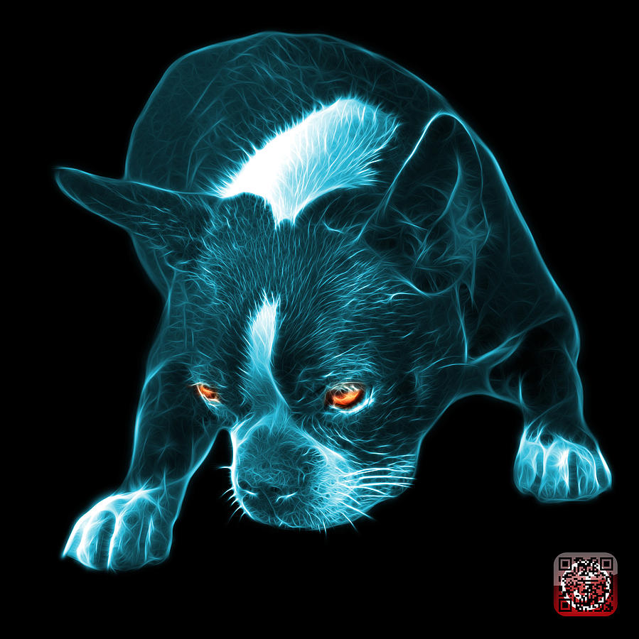 Cyan Boston Terrier Art - 8384 - BB Mixed Media by James Ahn