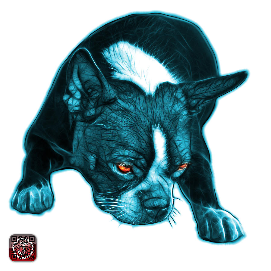 Cyan Boston Terrier Art - 8384 - WB Mixed Media by James Ahn