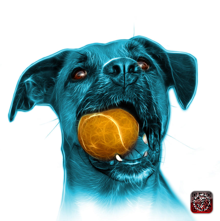 Cyan Boxer Mix Dog Art - 8173 - WB Mixed Media by James Ahn