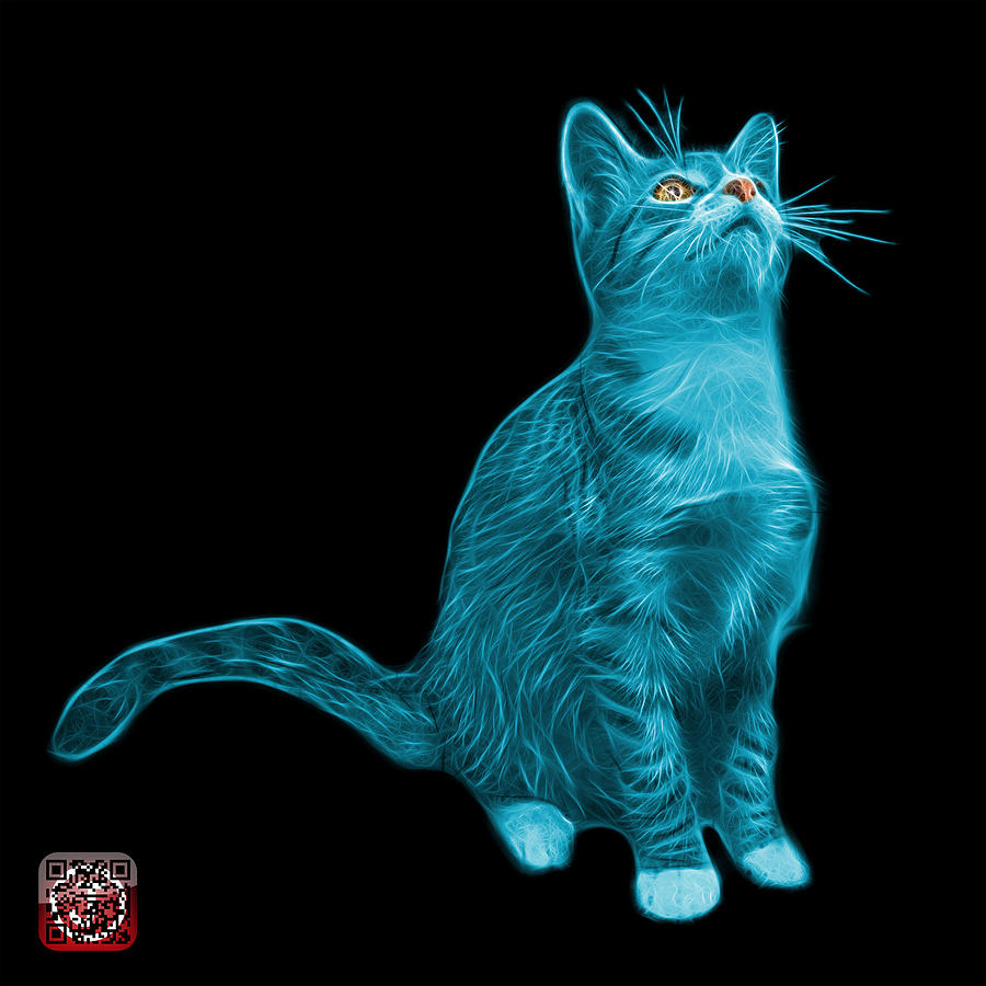Cyan Cat Art - 3771 BB Painting by James Ahn