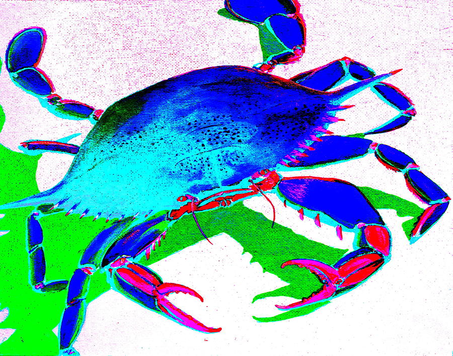 Cyan Crab Digital Art by Larry Beat